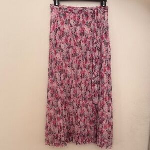 Elie Tahari Floral Pink Pleated Skirt